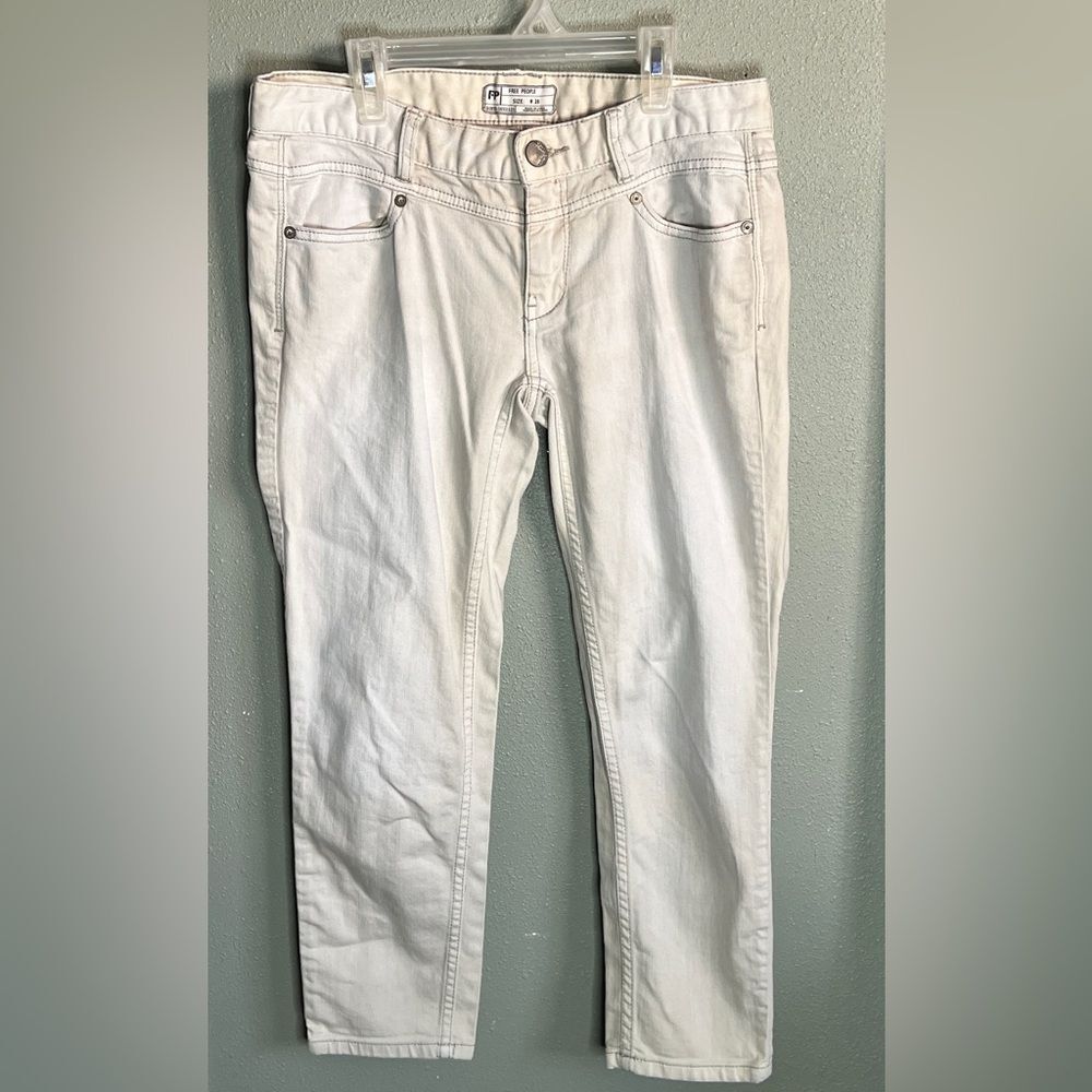 Free People FP Low Rise Off White Straight Skinny Jeans 28